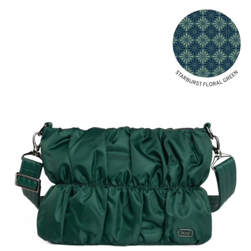 Lug Flounce Ruched Crossbody Bag Clutch Bag Wickedly Green